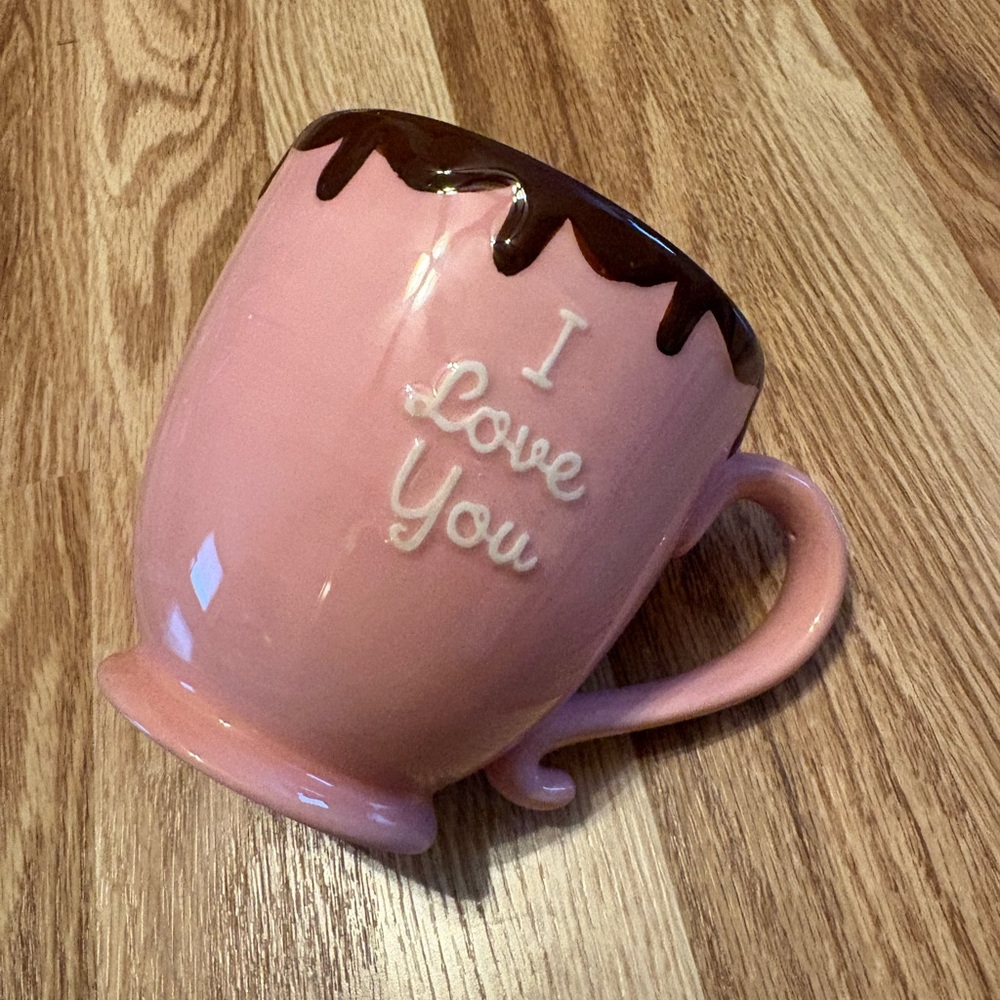 Pink 'I Love You' Mug with Chocolate Drip